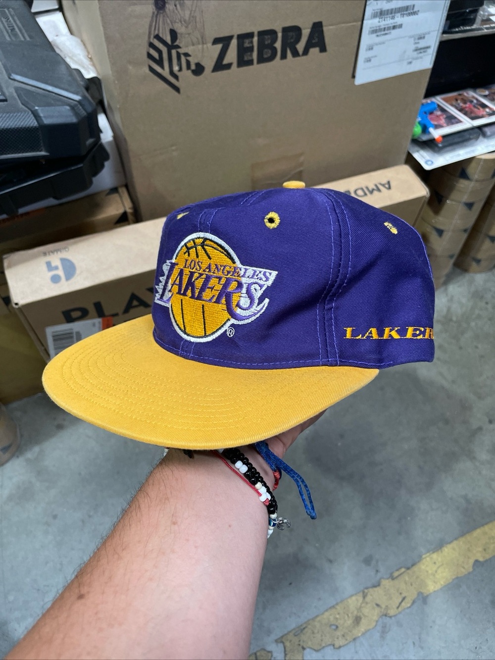 Vintage 90s Los Angeles Lakers SnapBack Cap Hat AJD